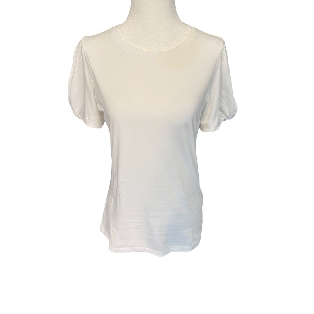 J.Crew Womens White Puff Short Sleeve Cotton T-Shirt BY367 Size XS NEW